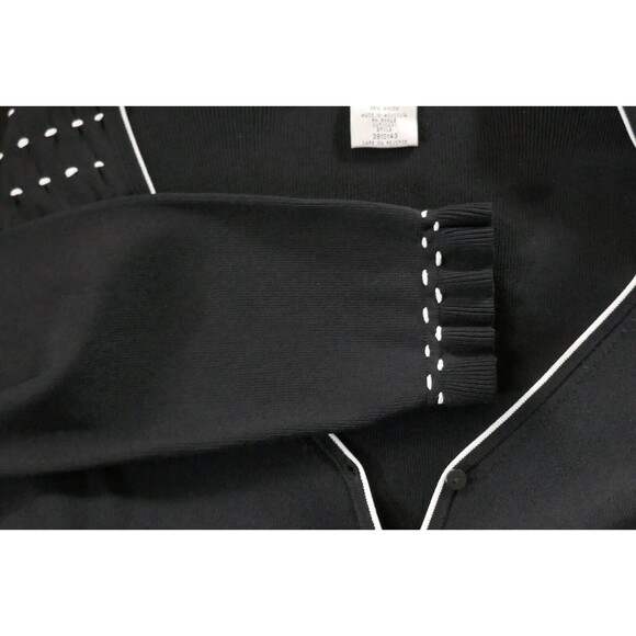 Max Studio Long Sleeves Button Front Black White Cardigan Sweater Size L - Picture 4 of 7